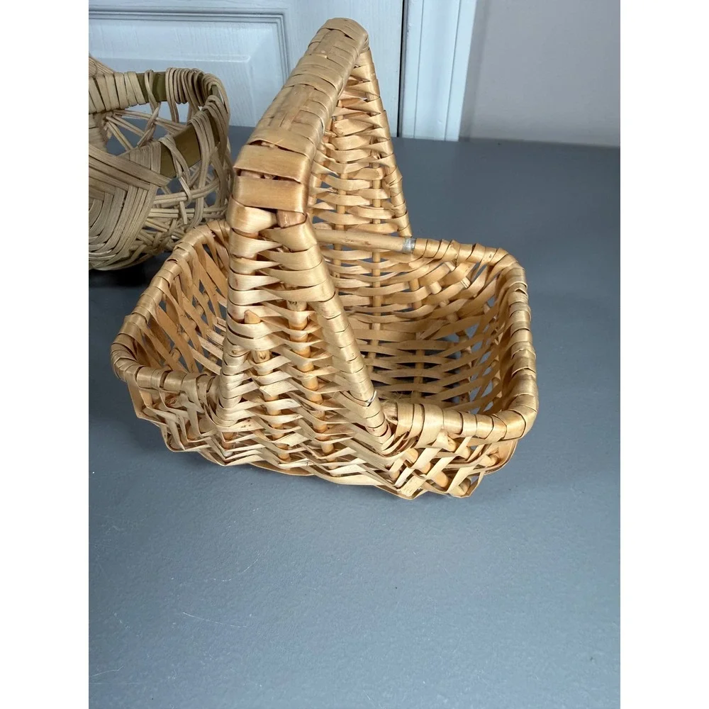 Wicker Basket Set Heart Shaped Round Rectangular Farmhouse Decor Lot 3